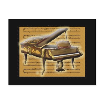 Antique Piano and Music Notation Post Cards by dreamlyn