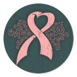 Antique Pink Ribbon Round Sticker