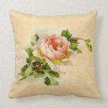 Antique Pink Rose Throw Pillow