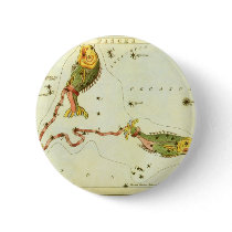 Antique Pisces, the Fish, Signs of the Zodiac Pinback Button