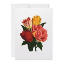 Antique Print Colourful Tulips Personalised Invitation