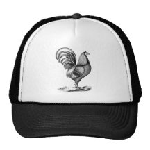 Antique Print Vintage Rooster Cockerel Mesh Hat