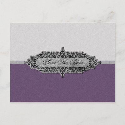 Antique Purple and Silver Save The Date Post Cards by dmboyce