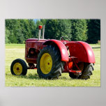 Antique Red Farm Tractor Poster