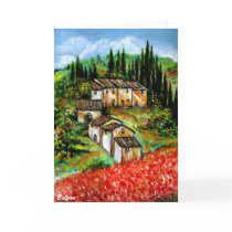 ANTIQUE RUSTIC VILLAGE IN TUSCANY GREETING CARDS