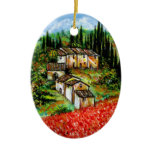 ANTIQUE RUSTIC VILLAGE IN TUSCANY CHRISTMAS TREE ORNAMENT