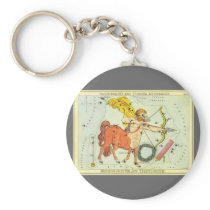 Antique Sagittarius, Archer, Signs of the Zodiac Key Chain