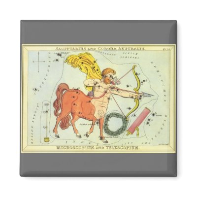 Antique Sagittarius, Archer, Signs of the Zodiac Fridge Magnets by YesterdayCafe