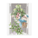 Antique Santa in Blue Coat with Xmas Tree postcards
