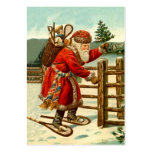 ANTIQUE SANTA IN SNOWSHOES GIFTS TAG CARD business cards