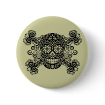 Antique Sugar Skull & Crossbones Buttons