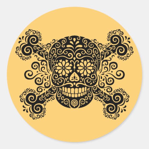 Antique Sugar Skull & Crossbones Sticker