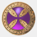ANTIQUE TEMPLAR CROSS Purple Amethyst Gem Stickers