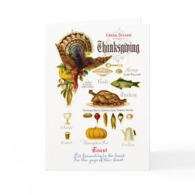 Antique Thanksgiving Menu Greeting Card by lkranieri