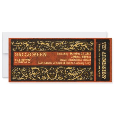 Antique Ticket Halloween Party Invitations by CustomInvites