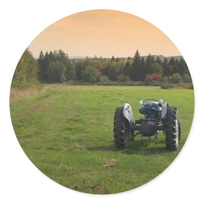 Antique Tractor Round Stickers by nmpics