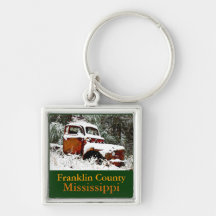 Antique Truck in Snow - Franklin County, Mississip Key Chain