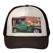 Antique Truck with fall harvest Mesh Hats