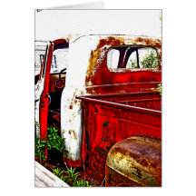 Antique truck with whites and reds cards