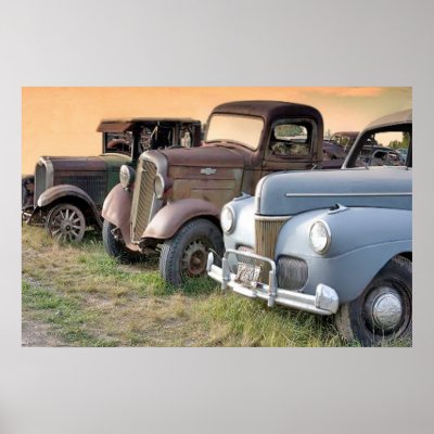 Antique Trucks and Cars Poster by Artworks
