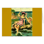 Antique Victorian Fishing Girls Greeting Card