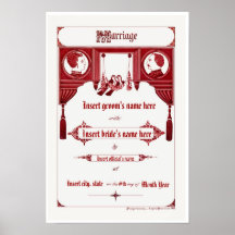 Antique/Vintage Wedding Marriage Record Posters