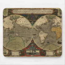 Antique vintage WORLD MAP mousepad