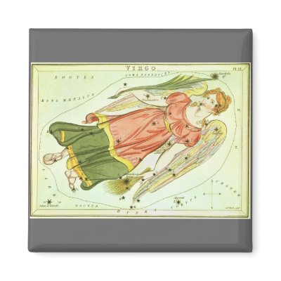Antique Virgo, Virgin, Signs of the Zodiac Refrigerator Magnet by YesterdayCafe