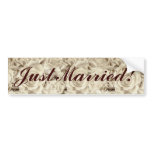 Antique White Roses, Ice Green Satin, template Bumper Stickers