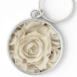 Antique White Roses, Ice Green Satin, template Keychain