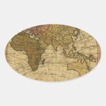 Antique William Faden 1786 Eastern Hemisphere Map Sticker