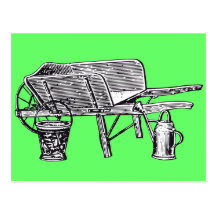 Antique Wooden Wheelbarrow Post Card