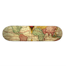 Antique World Globe Map Vintage Art Wall Board Skateboard Deck