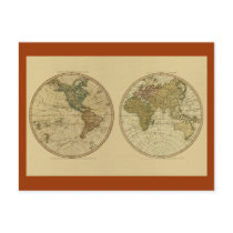 Antique World Map, 1786 Postcard