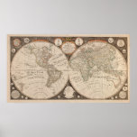 Antique World Map, 1799 (Thomas Kitchen) Posters