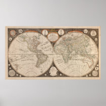Antique World Map, 1799 (Thomas Kitchen) Posters