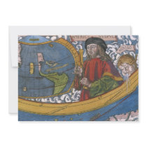 Antique World Map; Amerigo Vespucci Custom Invitations