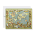 Antique World Map, British Empire, 1886 invitations