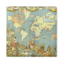Antique World Map, British Empire, 1886