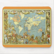 Antique World Map, British Empire, 1886 Mousepad