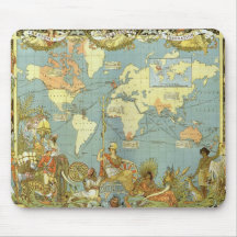 Antique World Map, British Empire, 1886 Mousepad