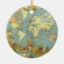 Antique World Map, British Empire, 1886 Ornament