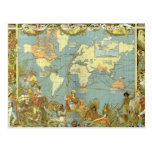 Antique World Map, British Empire, 1886 Post Cards