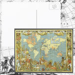 Antique World Map, British Empire, 1886 postcards