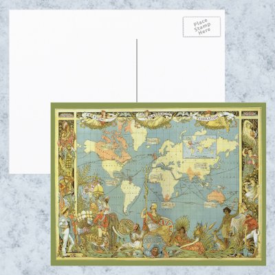 Antique World Map, British Empire, 1886 by YesterdayCafe