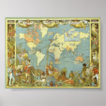 Antique World Map, British Empire, 1886