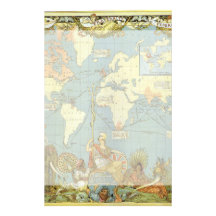 Antique World Map, British Empire, 1886 Personalised Stationery
