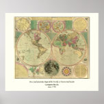 Antique World Map by Carington Bowles, circa 1780