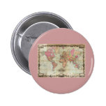 Antique World Map by John Colton, circa 1854 Pinback Button