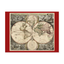 Antique World Map by Nicolao Visscher, circa 1690